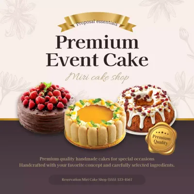 Beige Elegant Cake Promotion Social Media Post