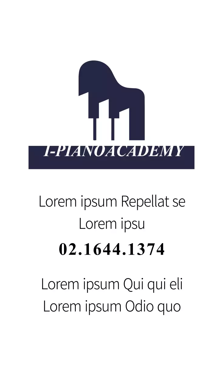 Cartão de visita de propaganda de piano minimalista laranja