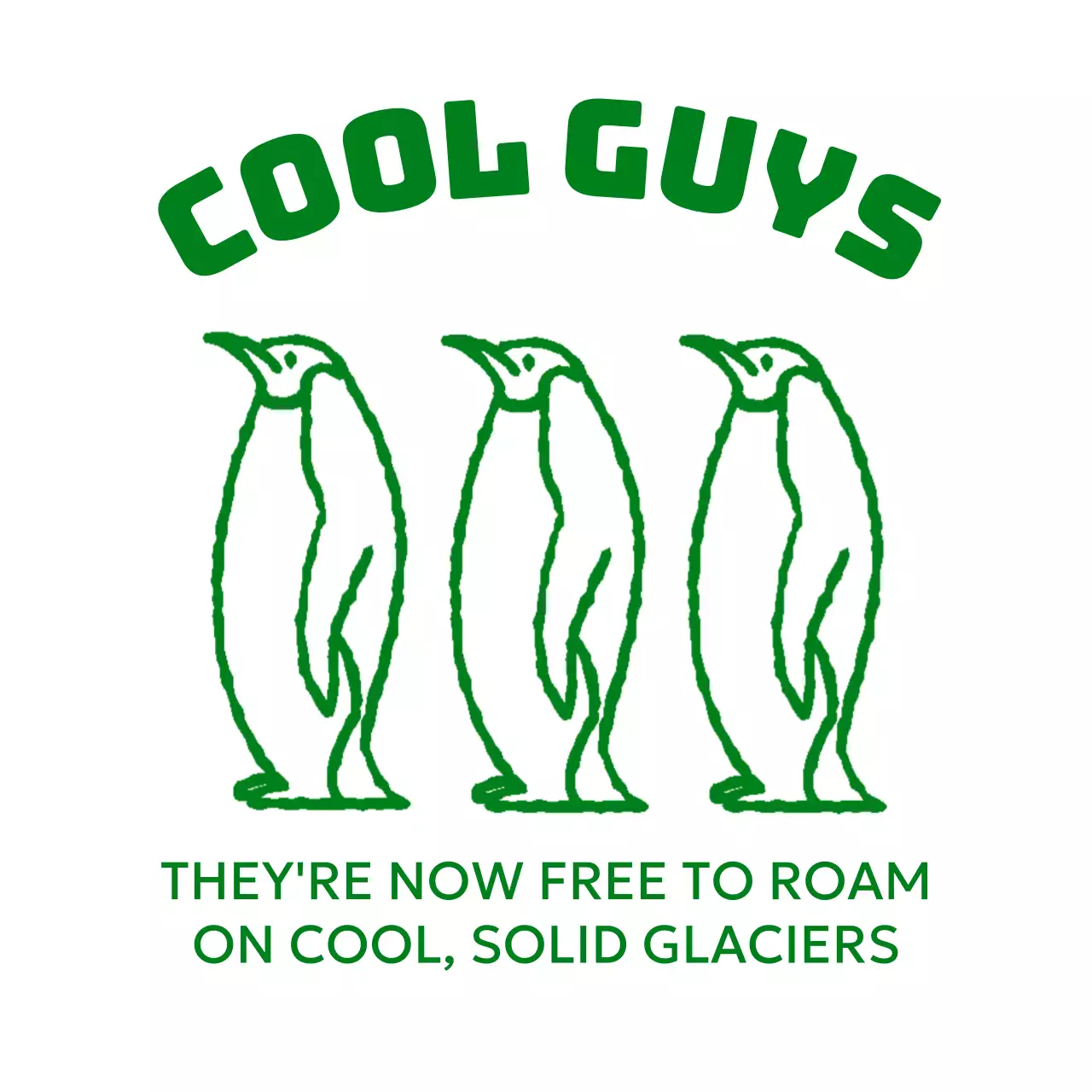 Kampanye lingkungan dengan ilustrasi penguin hijau