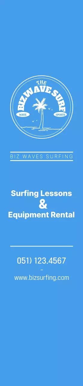 Logo lambang selancar berkonsep sederhana dengan warna biru dan kuning untuk mempromosikan toko.