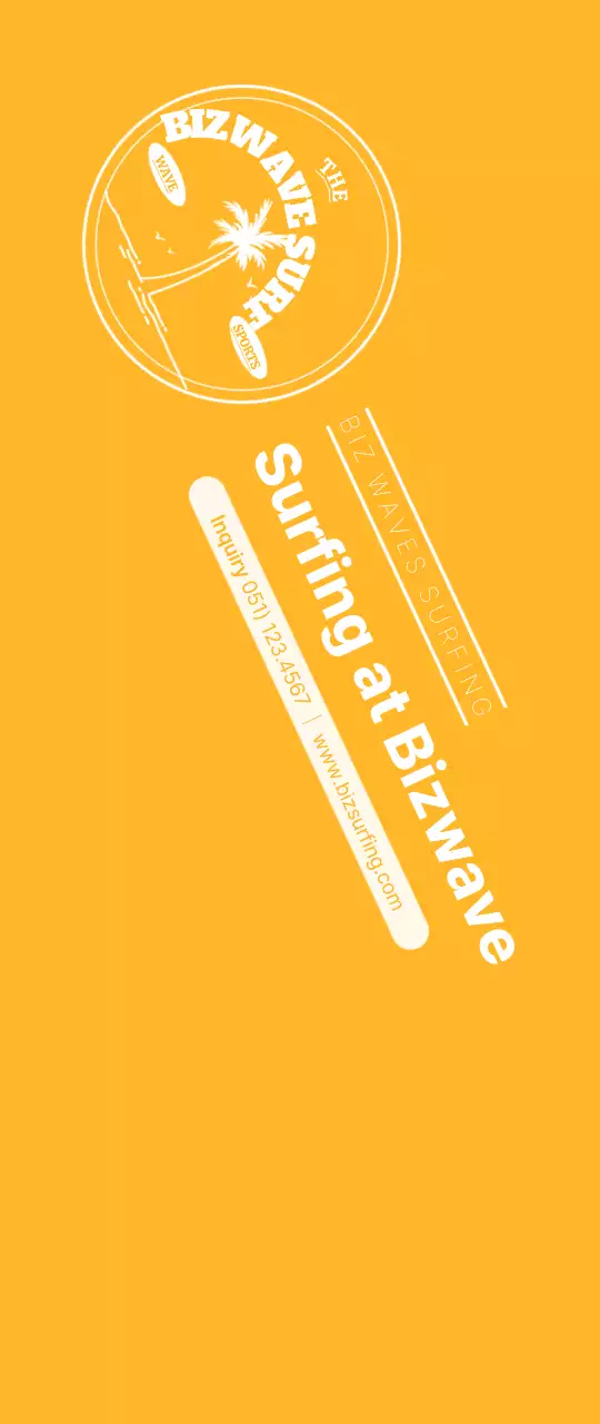 Logo lambang selancar berkonsep sederhana dengan warna biru dan kuning untuk mempromosikan toko.