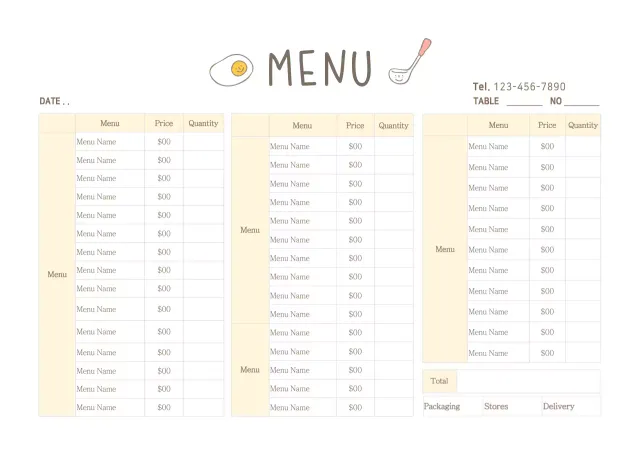 Poster Tata Letak Menu Sederhana Beige