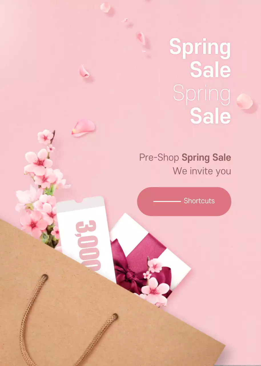 Cartaz de promoção de primavera elegante rosa