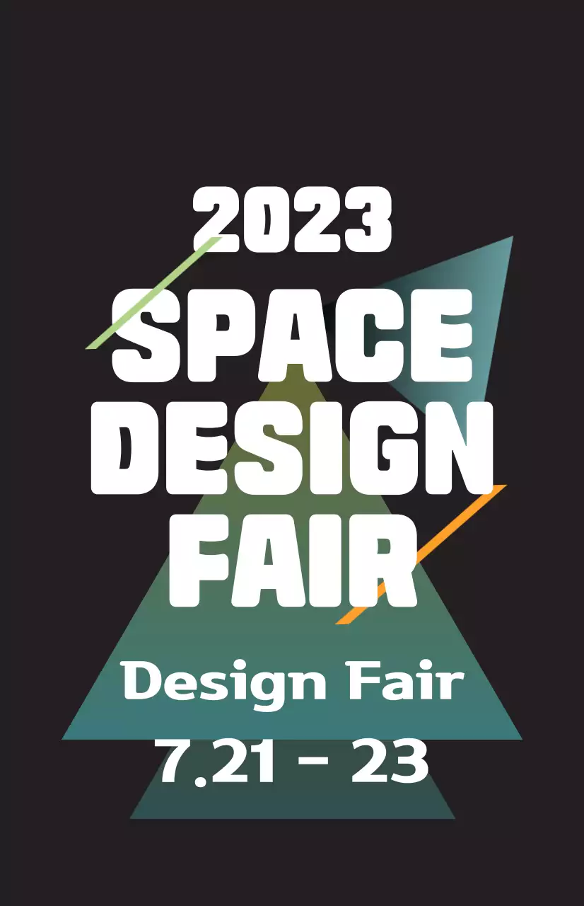 Promote a spatial design fair with colorful illustrations of shapes and text.
