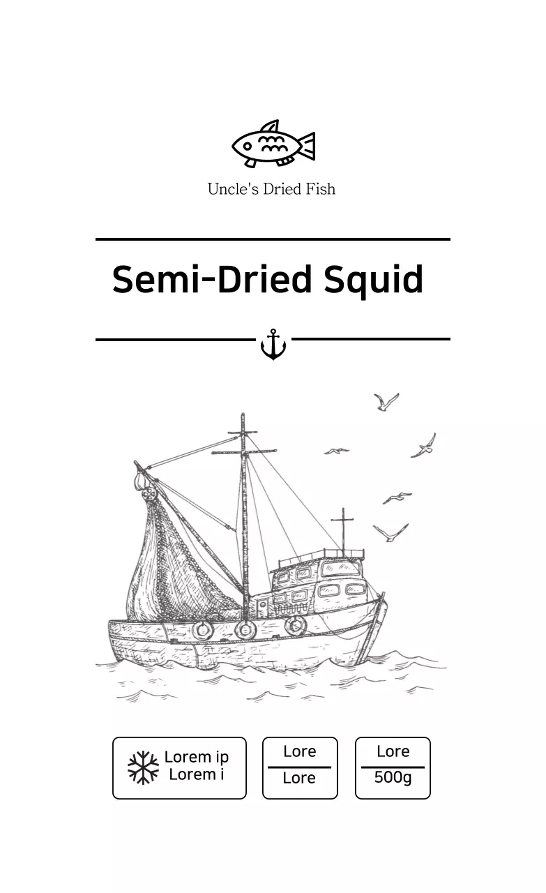 Nhãn hải sản đơn giản minh họa màu trắng