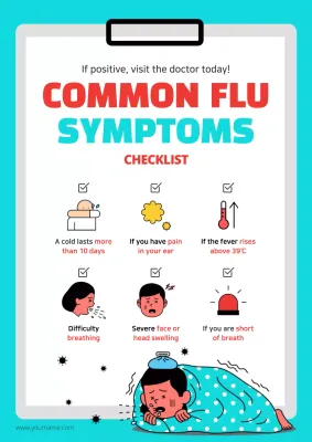 Teal Simple Flu Checklist Poster