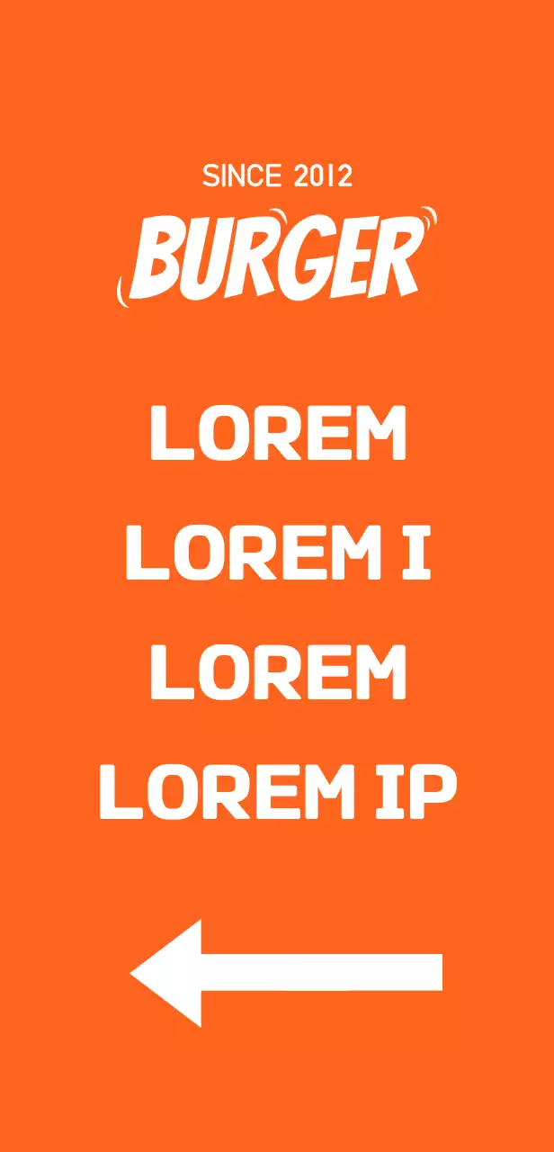 A signboard with a menu featuring an illustration of a hamburger on an orange background