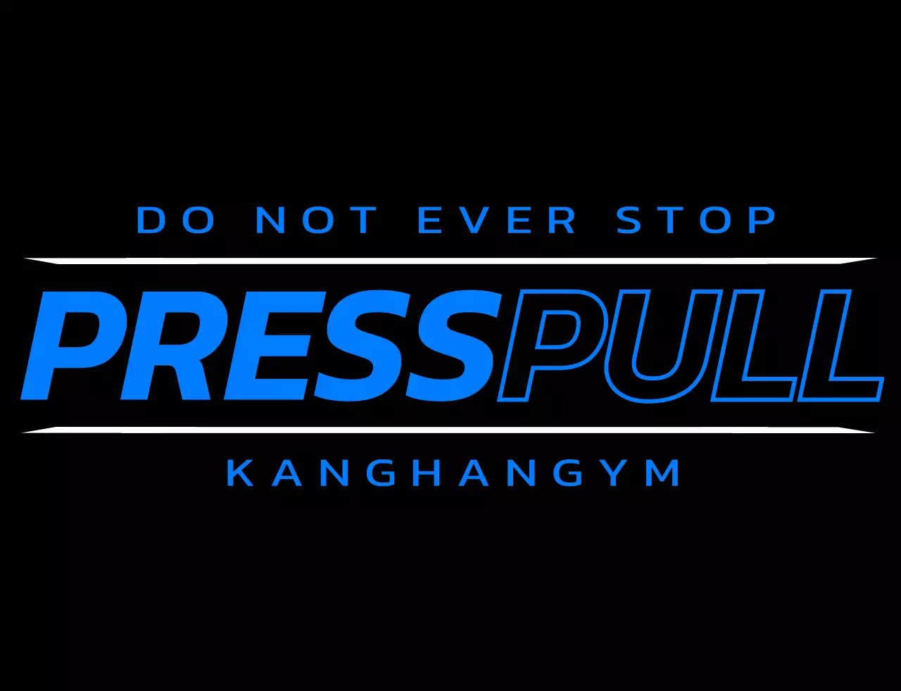 A gym membership design with a black and blue gym logo and workout-related text.