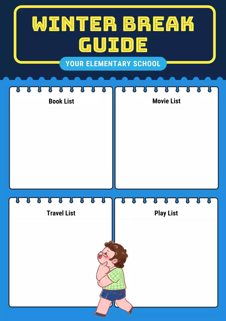 Blue and yellow winter vacation planner