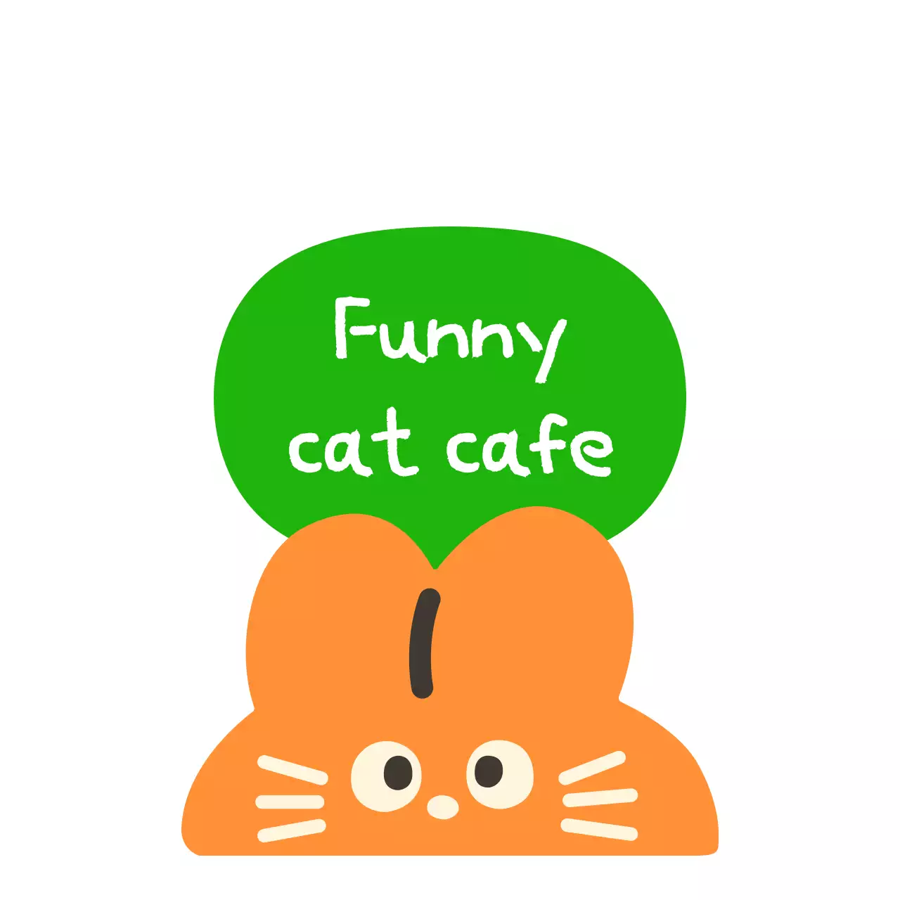 Tên doanh nghiệp quán cà phê mèo có hình minh họa thỏ màu cam và xanh dễ thương