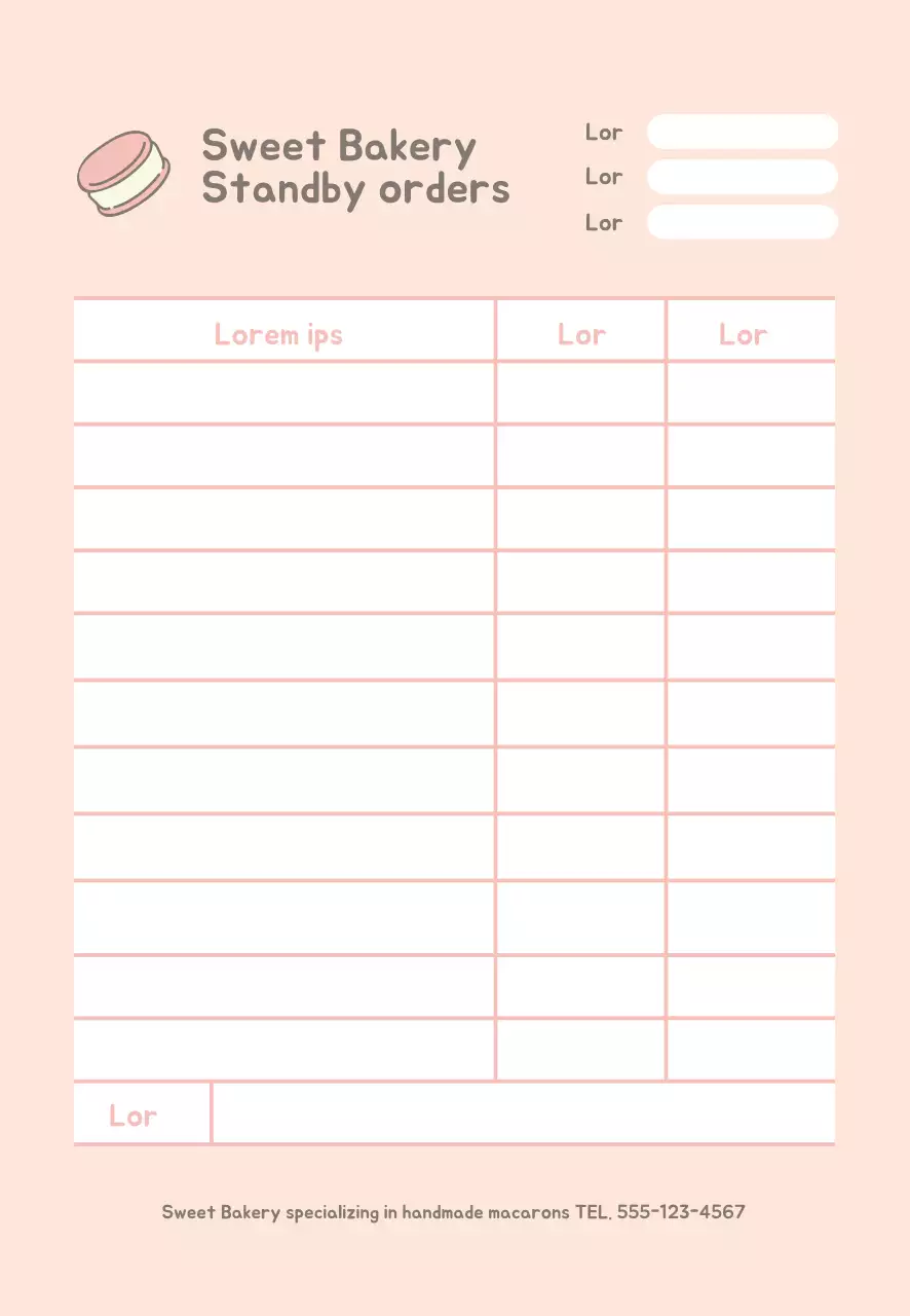 biểu tượng màu hồng mẫu đơn đặt hàng nhà hàng dễ thương