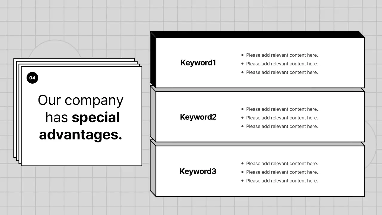 A gray, geometric company profile for a business PT