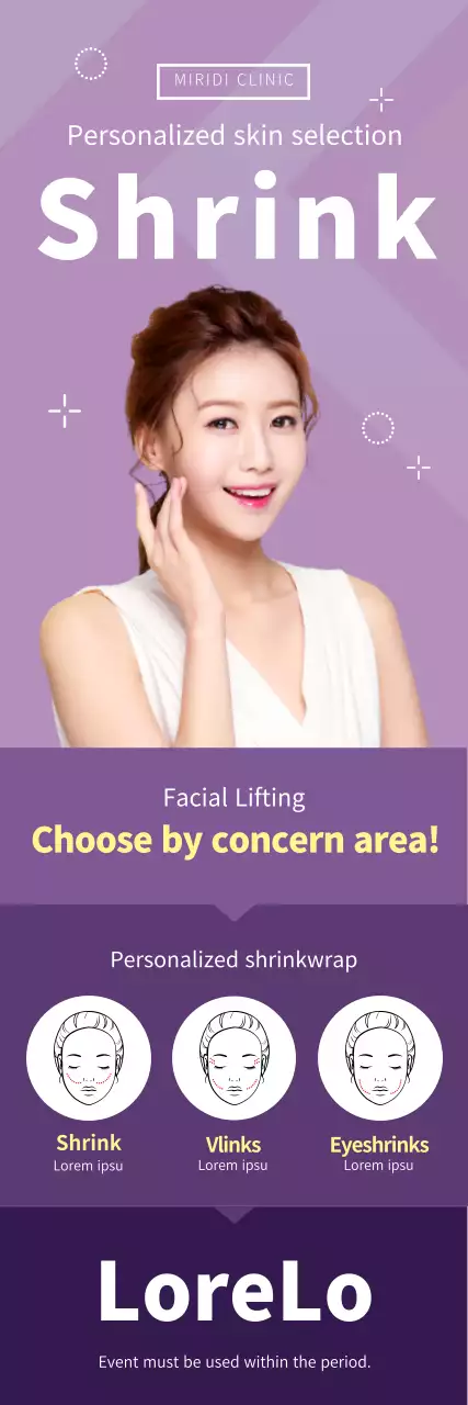 Purple portrait plastic surgery promotional banner