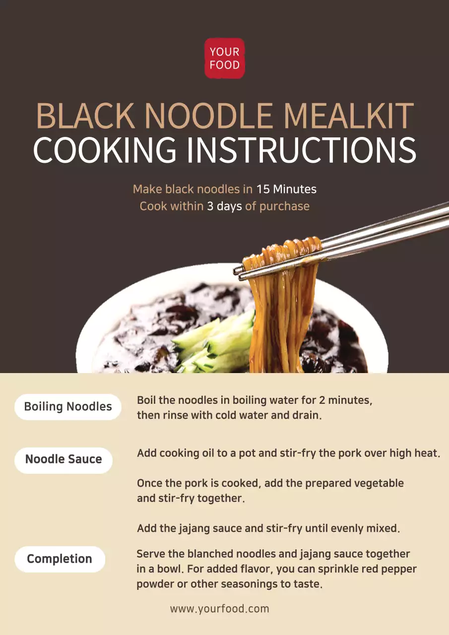 Black Simple Noodle Recipe Poster