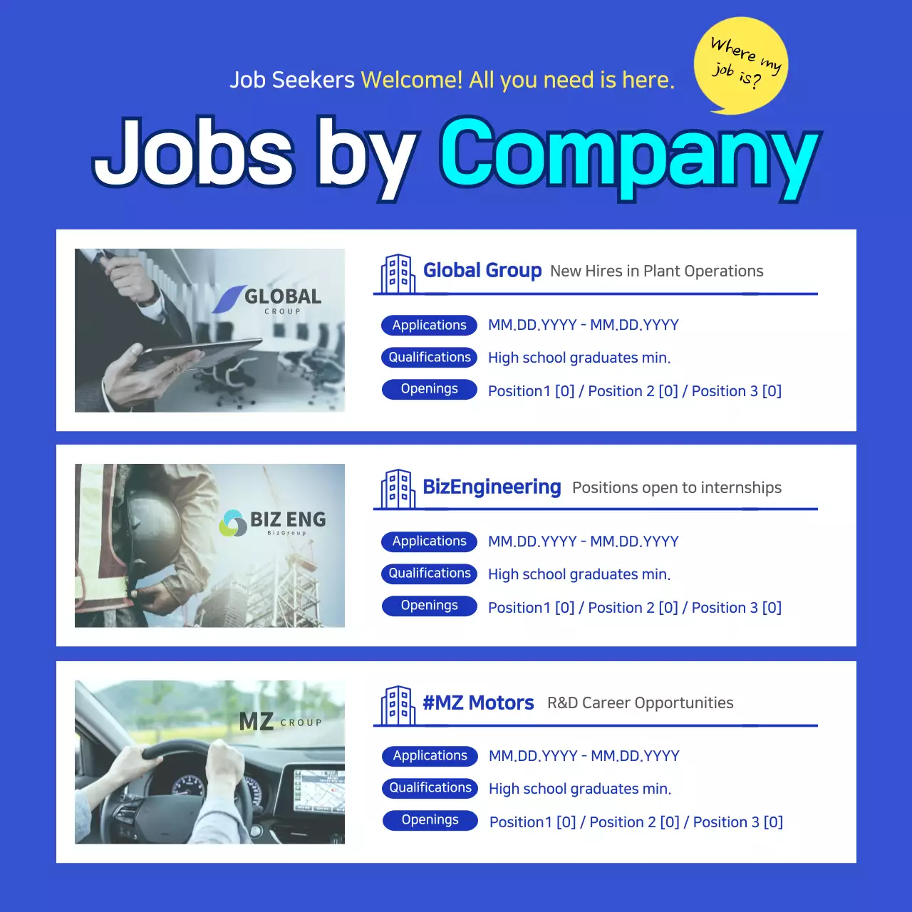 Blue Modern Job Guide Instagram Carousel