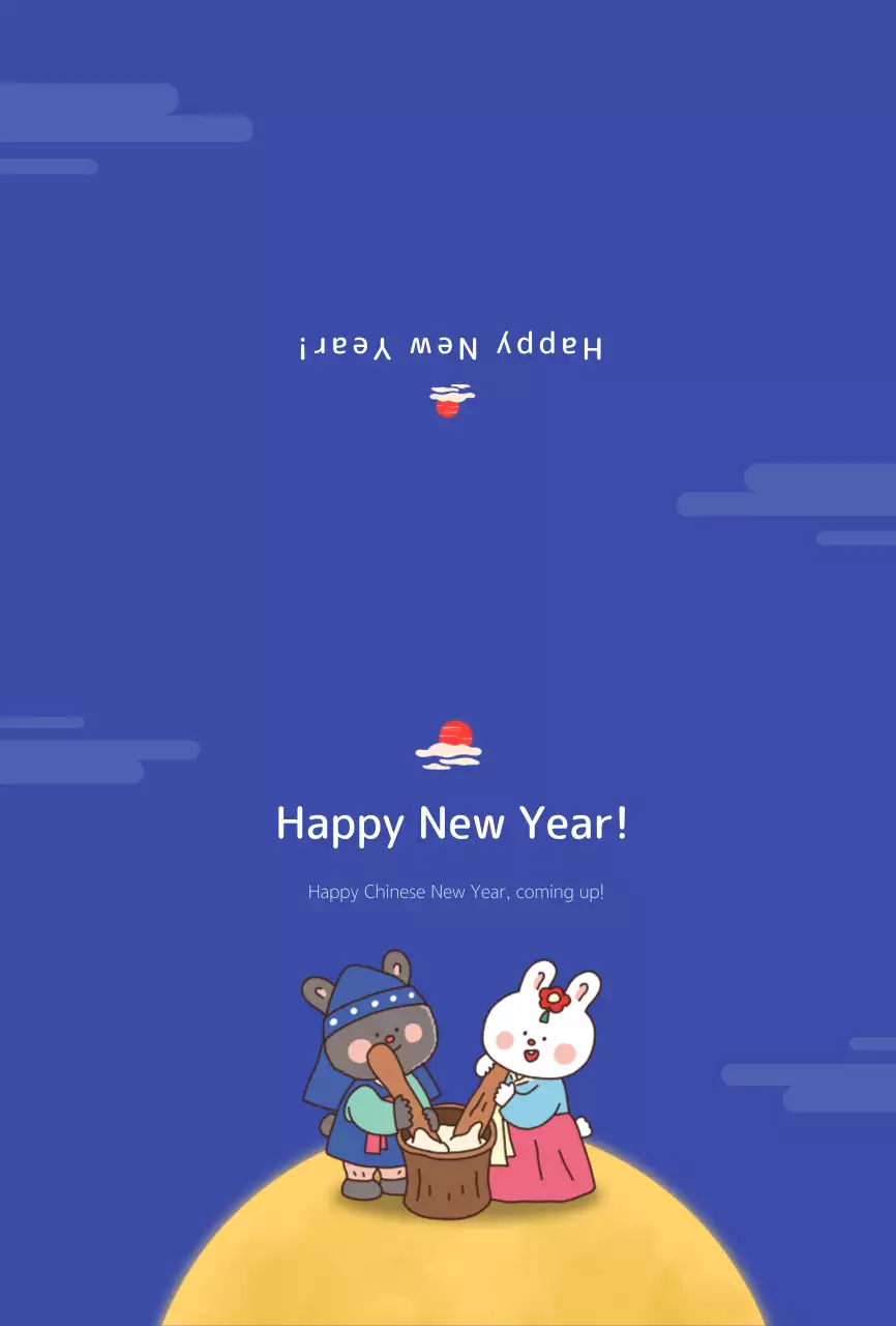 Kartu ucapan dengan ilustrasi kelinci yang lucu