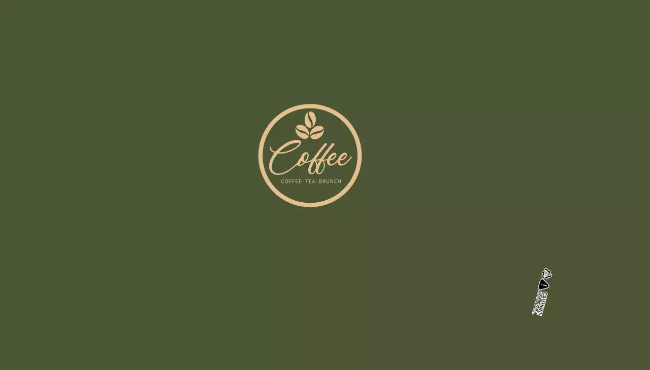 Gold and green cafe paper cup design