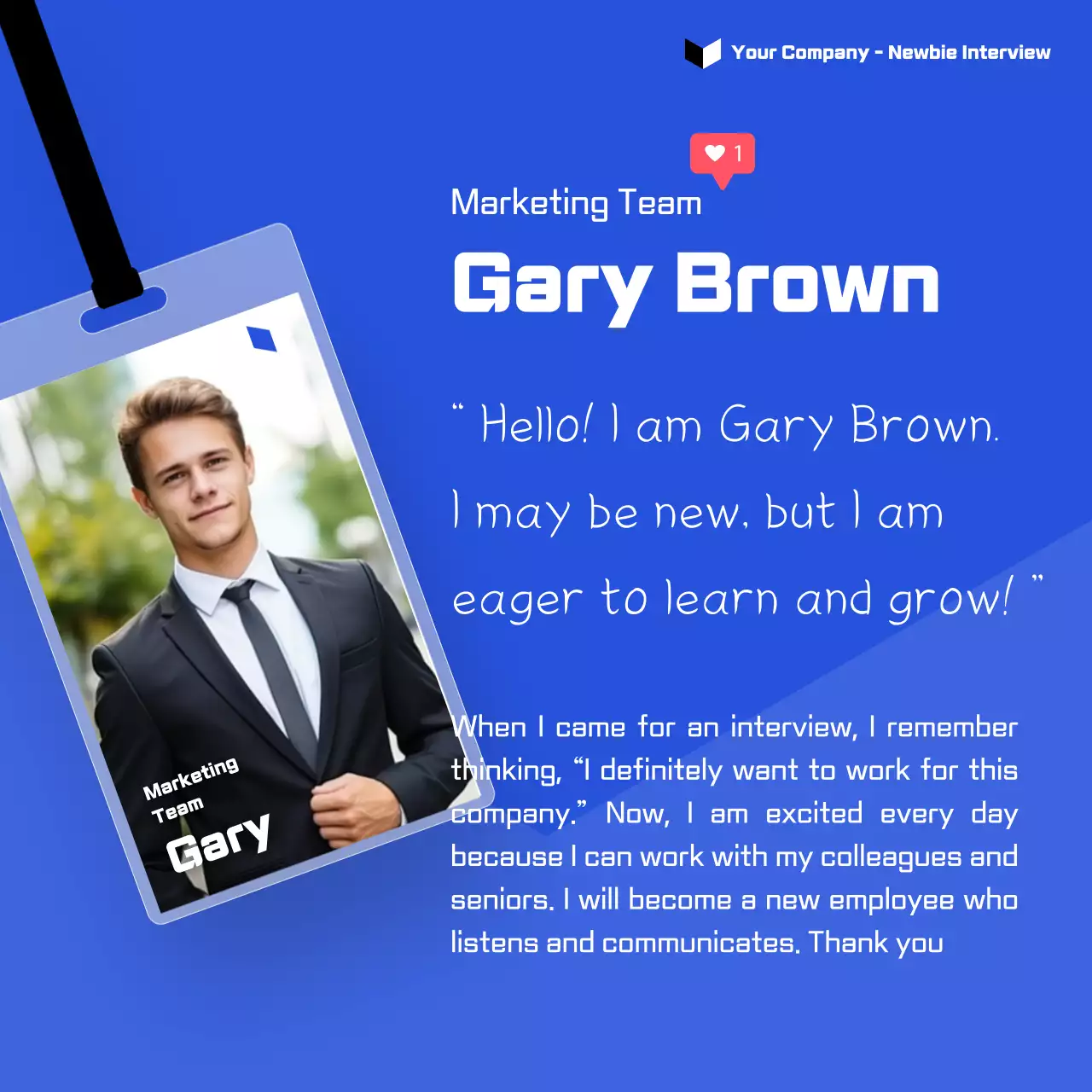 Blue Professional Employee Announcement Instagram Carousel