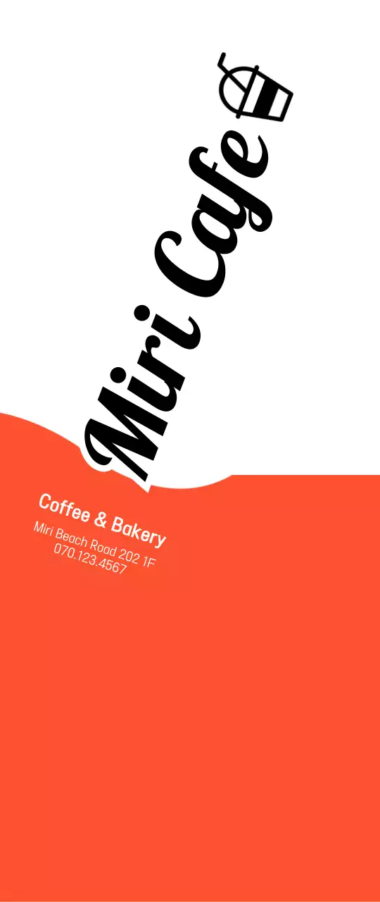 Promote a cafe and bakery with a simple concept in orange and black.