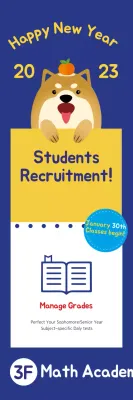 Banner de anúncio de recrutamento de estudantes modernos azuis