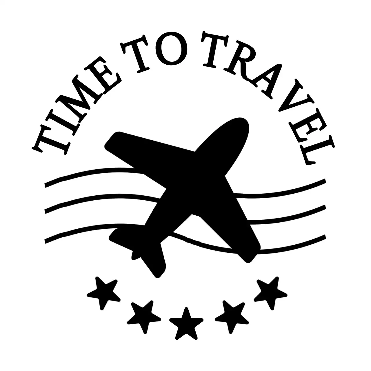 Travel concept with black stars and airplane illustration