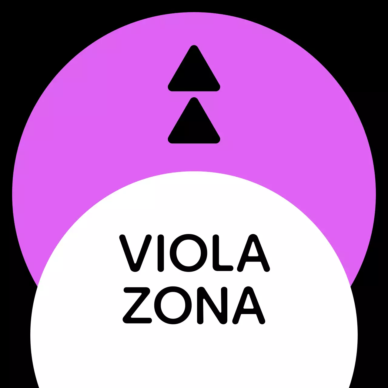 Una semplice guida di zona con testo di localizzazione verde blu viola e geometria triangolare quadrata.