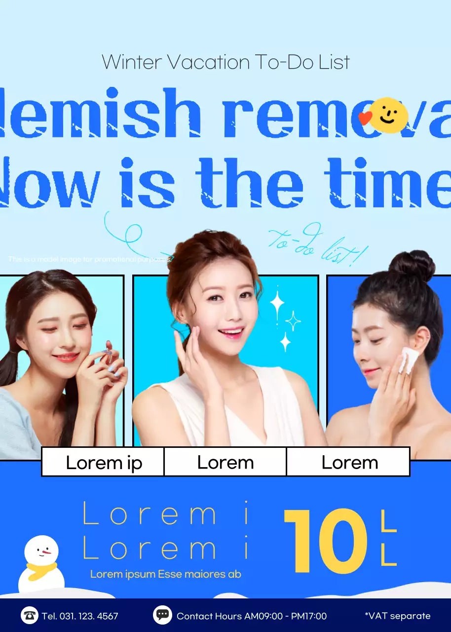 Poster Promosi Perawatan Kulit Modern Berwarna Biru