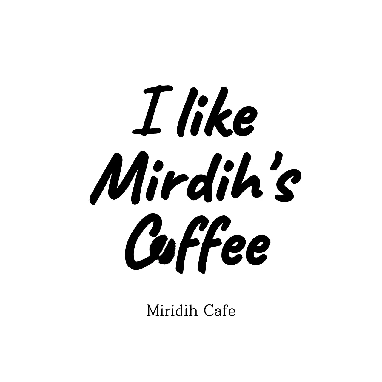 Cafe design with handwritten lettering with coffee bean illustration