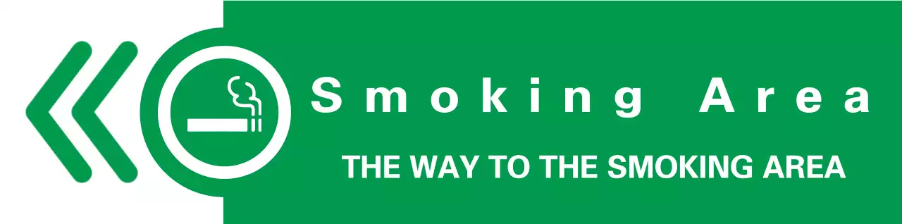 Simple, clean cigarette icon and text combination in green and red Layout style Directions