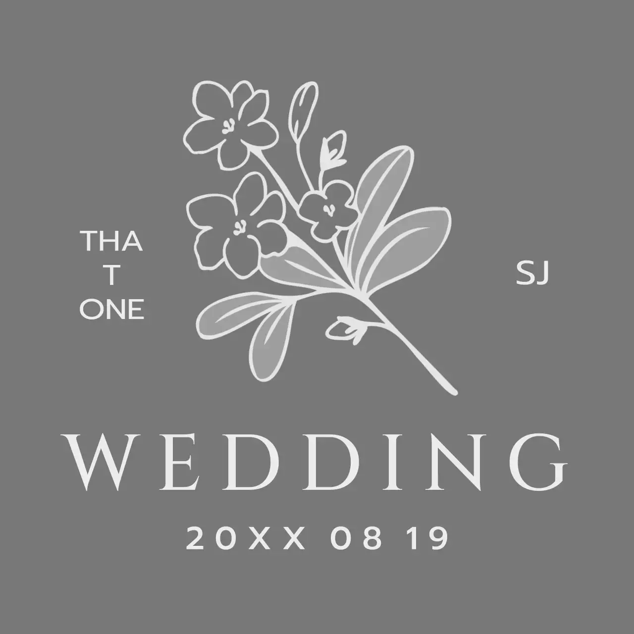 Lời mời đám cưới với hoa và chim màu xám đậm minh họa