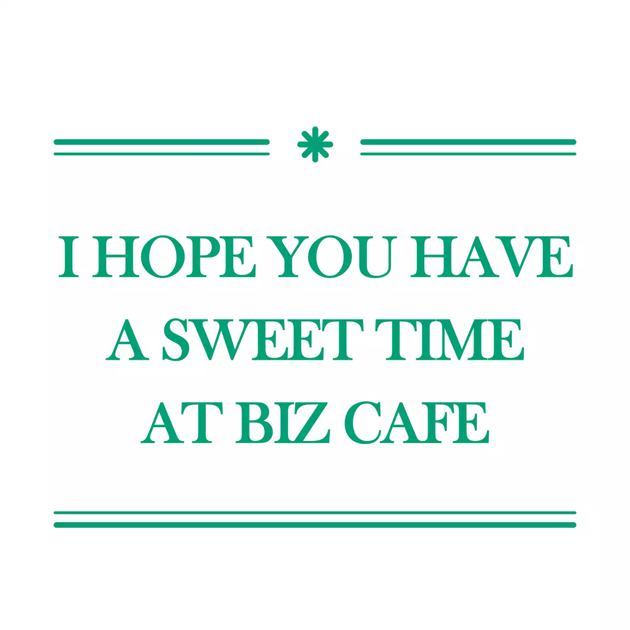 Green, emotional text stationery style cafe