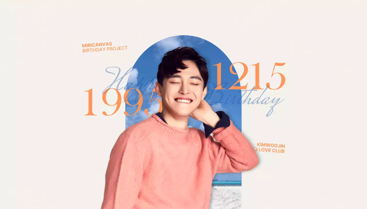 Sentimental concept in orange and light blue for celebrity birthday merchandise