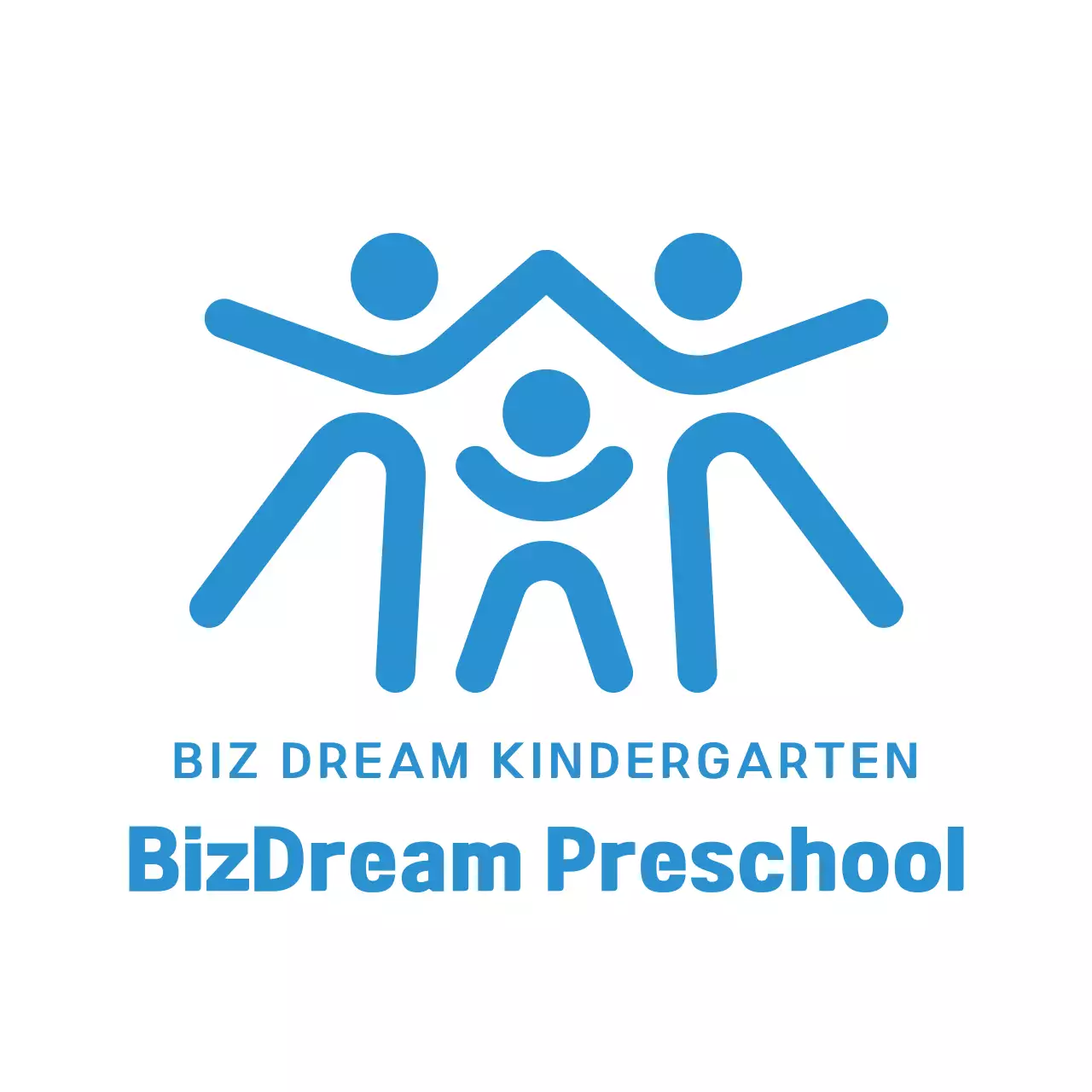 Simple and clean human symbol logo style in light blue solid color for kindergarten students