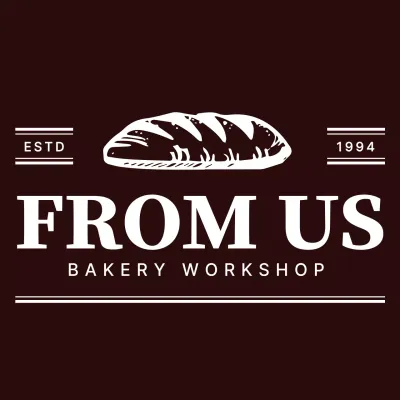Gaya logo kombinasi simbol dan teks modern sederhana berwarna coklat dan putih untuk karyawan toko roti