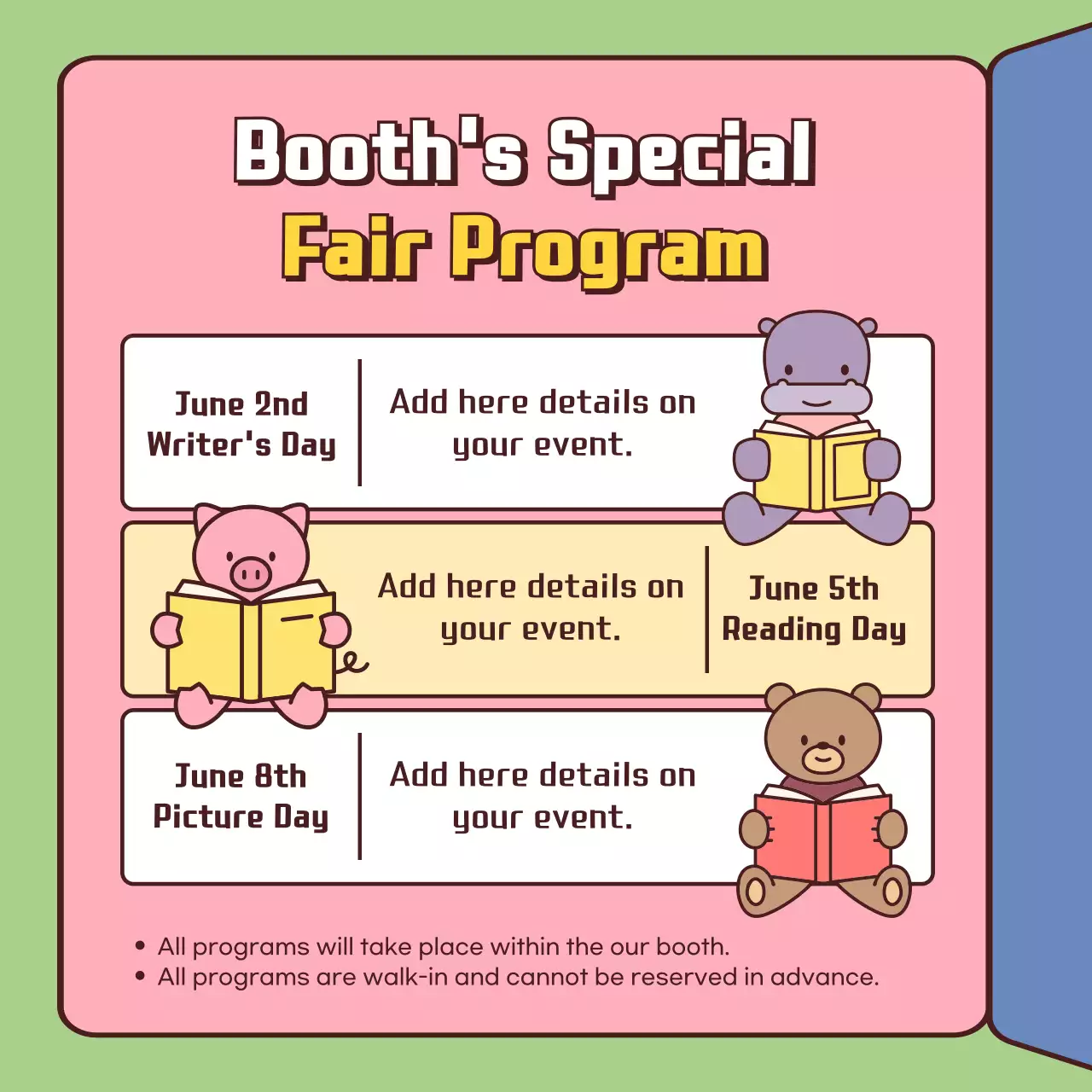 Yellow Trendy Book Fair Promotion Instagram Carousel