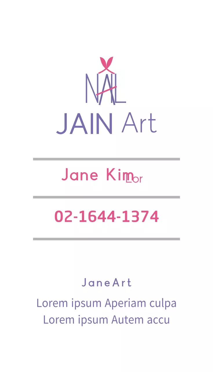 Purple Elegant Nail Business Card