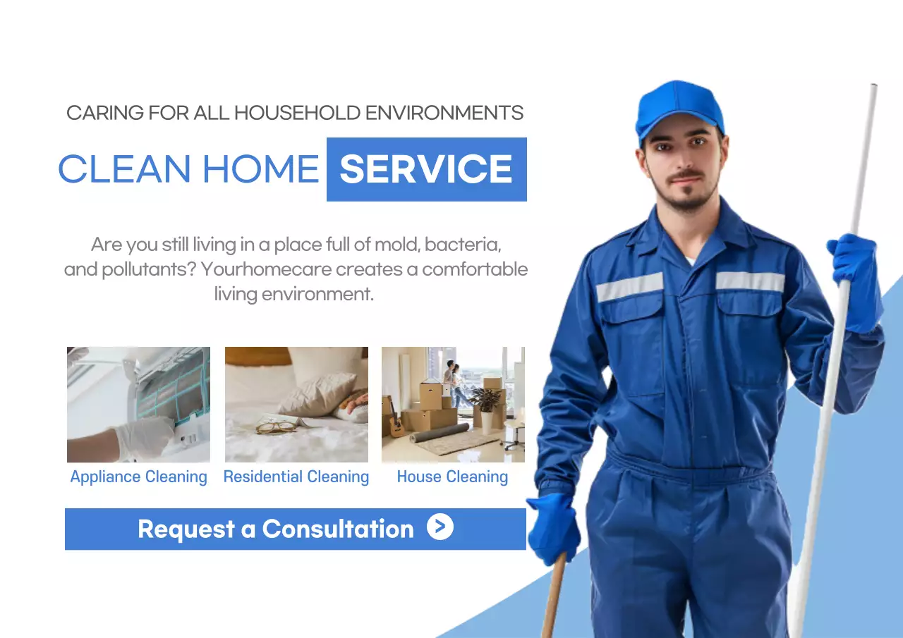 Poster Promosi Kebersihan Profesional Berwarna Biru