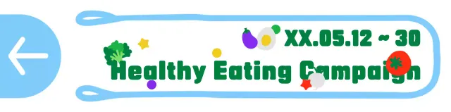 Cute and clean plastic bag illustration frame style directions to a food campaign in light blue and green.