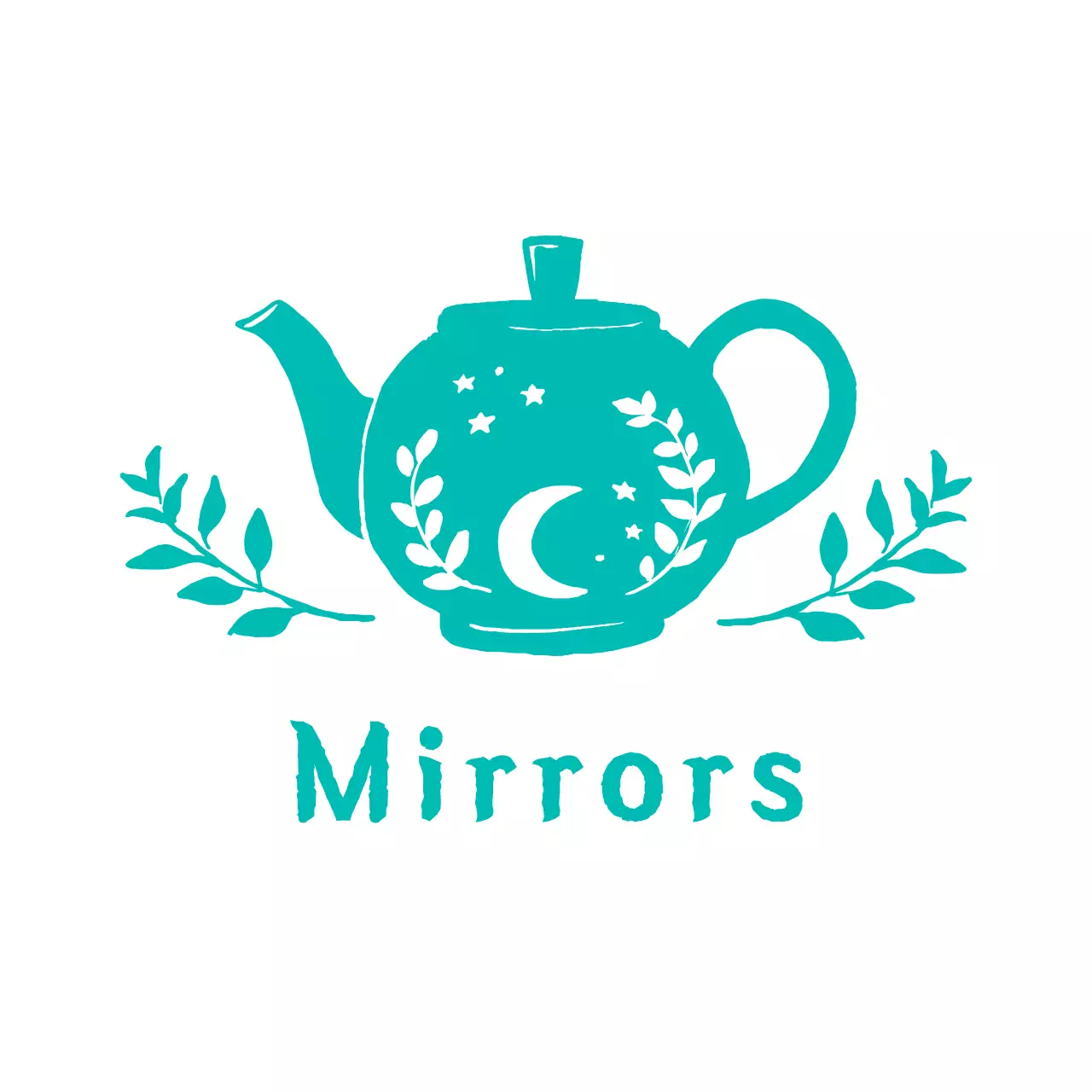 A mint-colored, hand-drawn logo for a traditional teahouse.