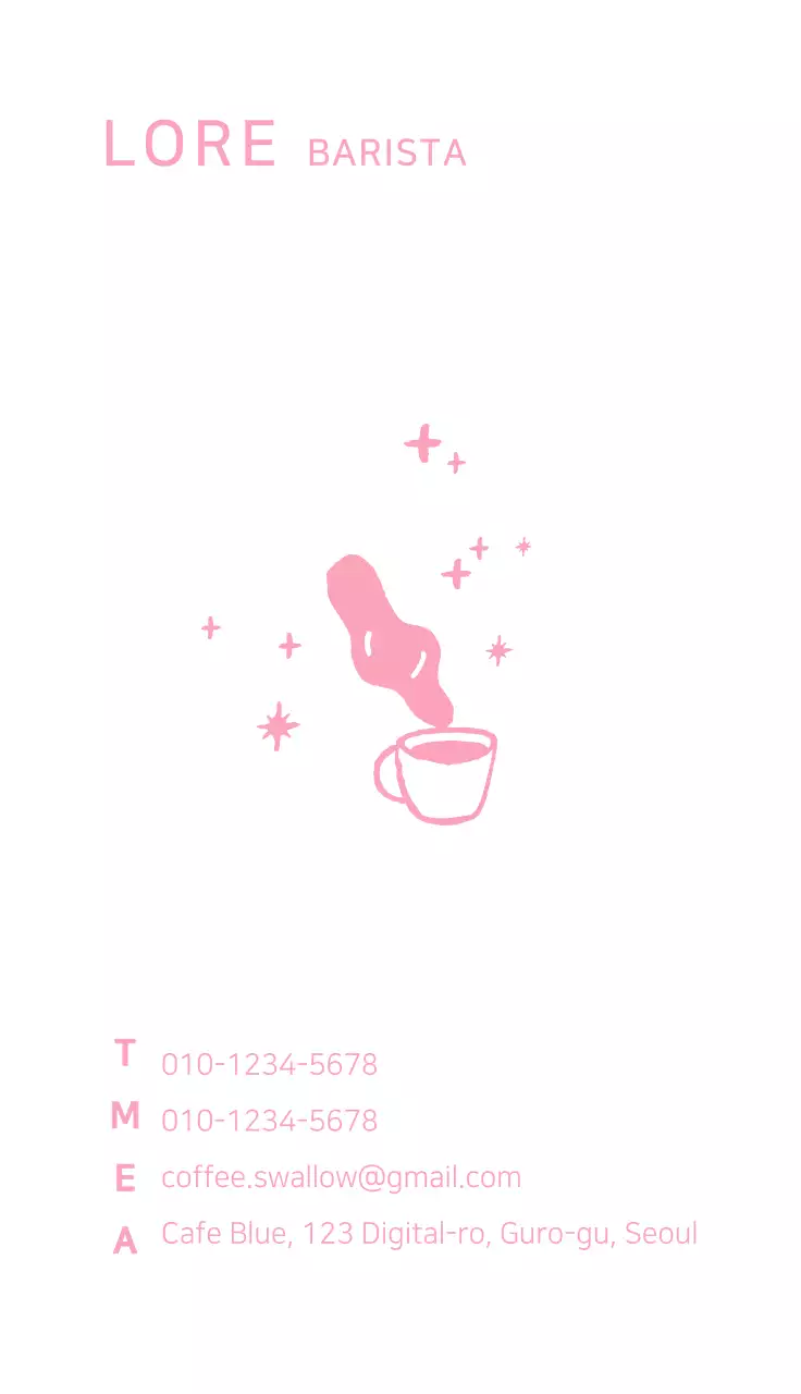 Cartão de visita rosa simples de café