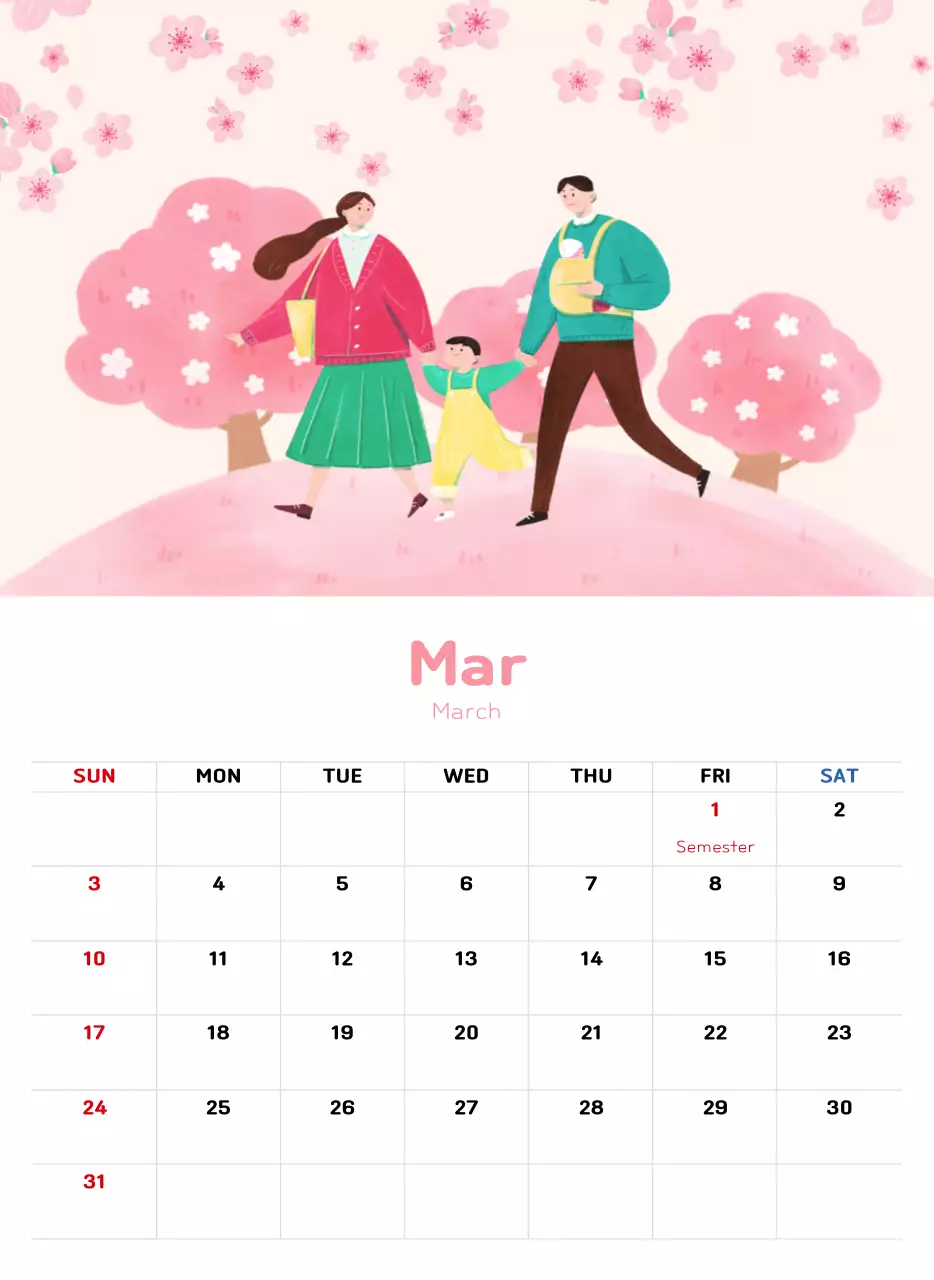 Kalender Tahun Baru dengan nuansa ilustrasi yang hangat