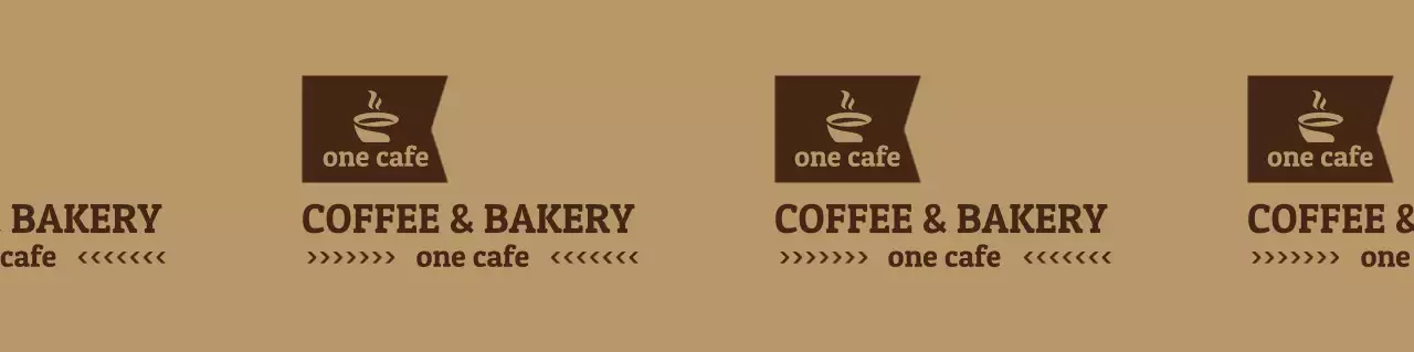 Simple style cafe logo pattern in light brown and brown colors