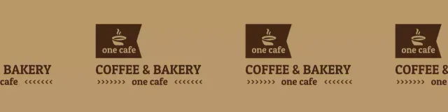 Simple style cafe logo pattern in light brown and brown colors