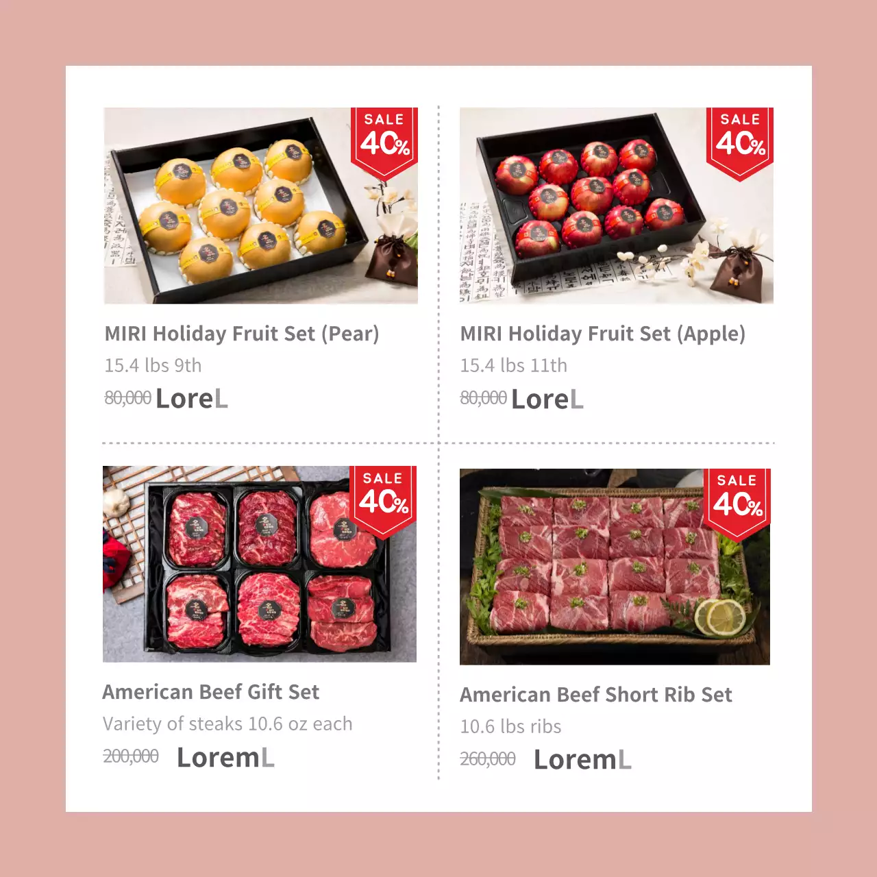 Thông tin sản phẩm giảm giá Chuseok kèm theo hình ảnh bộ quà tặng được gói trong vải gói