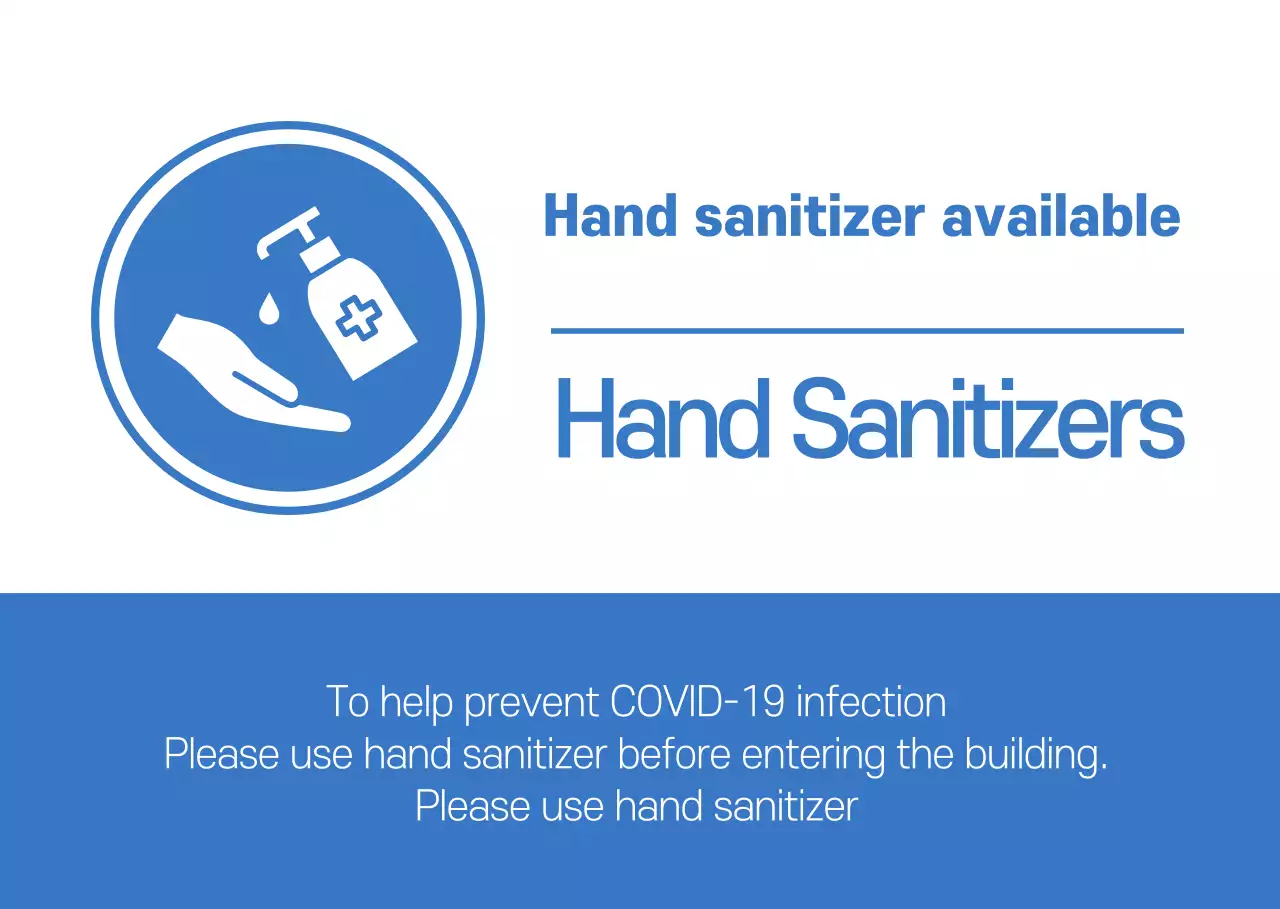 White and blue, clean concept hand sanitizing beach guide