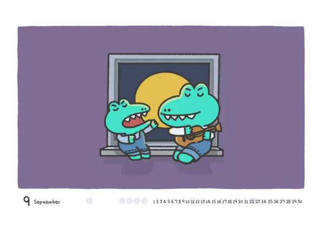 Poster Kalender Musik Animasi Ungu