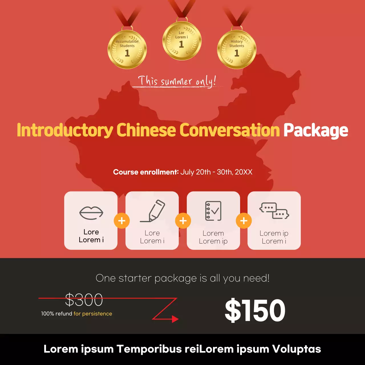 Red Modern Language Promotion Banner