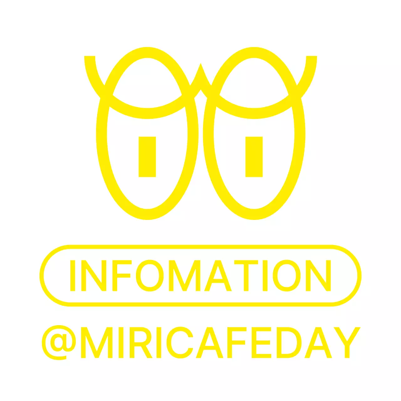 Cute and clean bouncing eyes illustration and text combination in yellow color Style Cafe