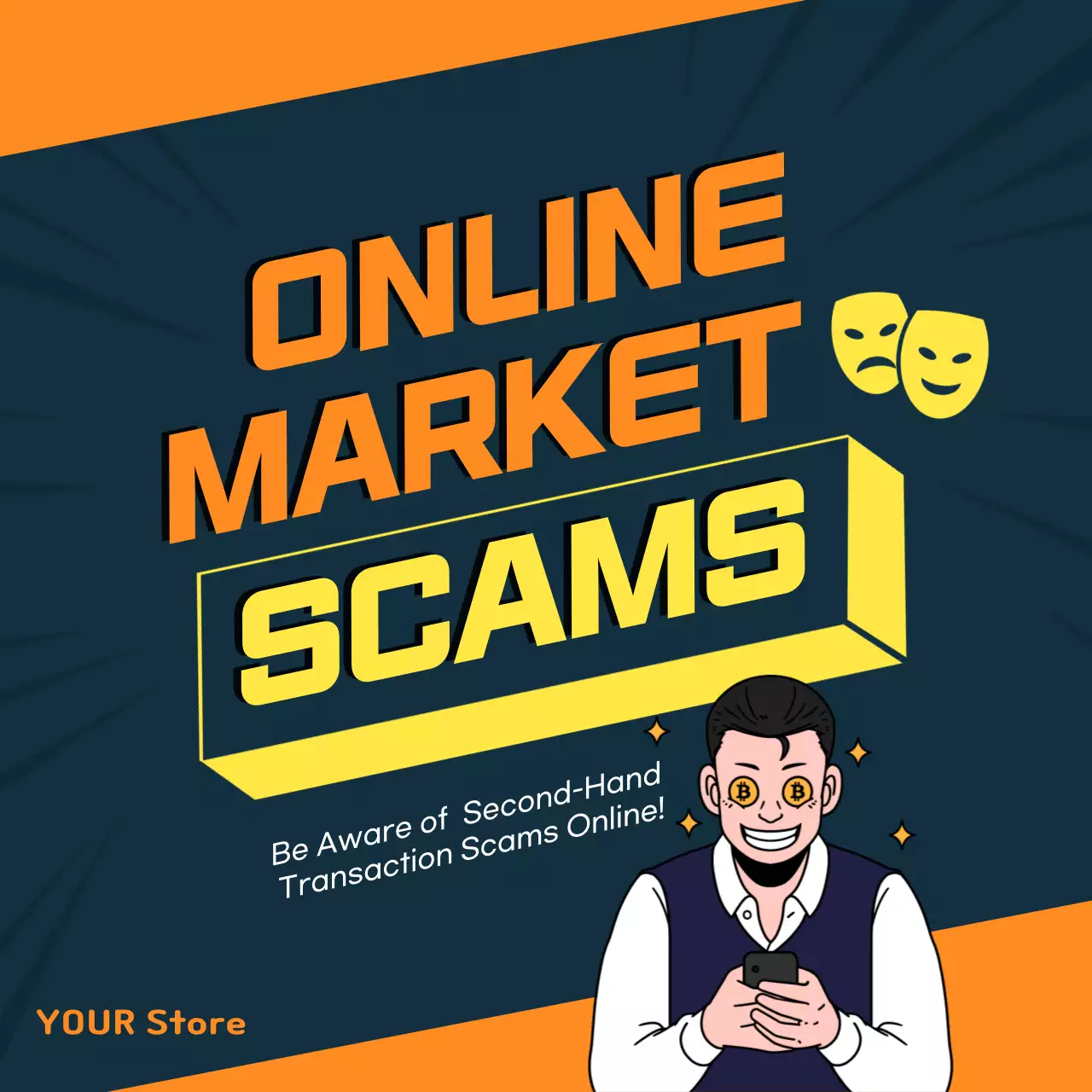 Panduan Penipuan Online Modern Orange Instagram Carousel