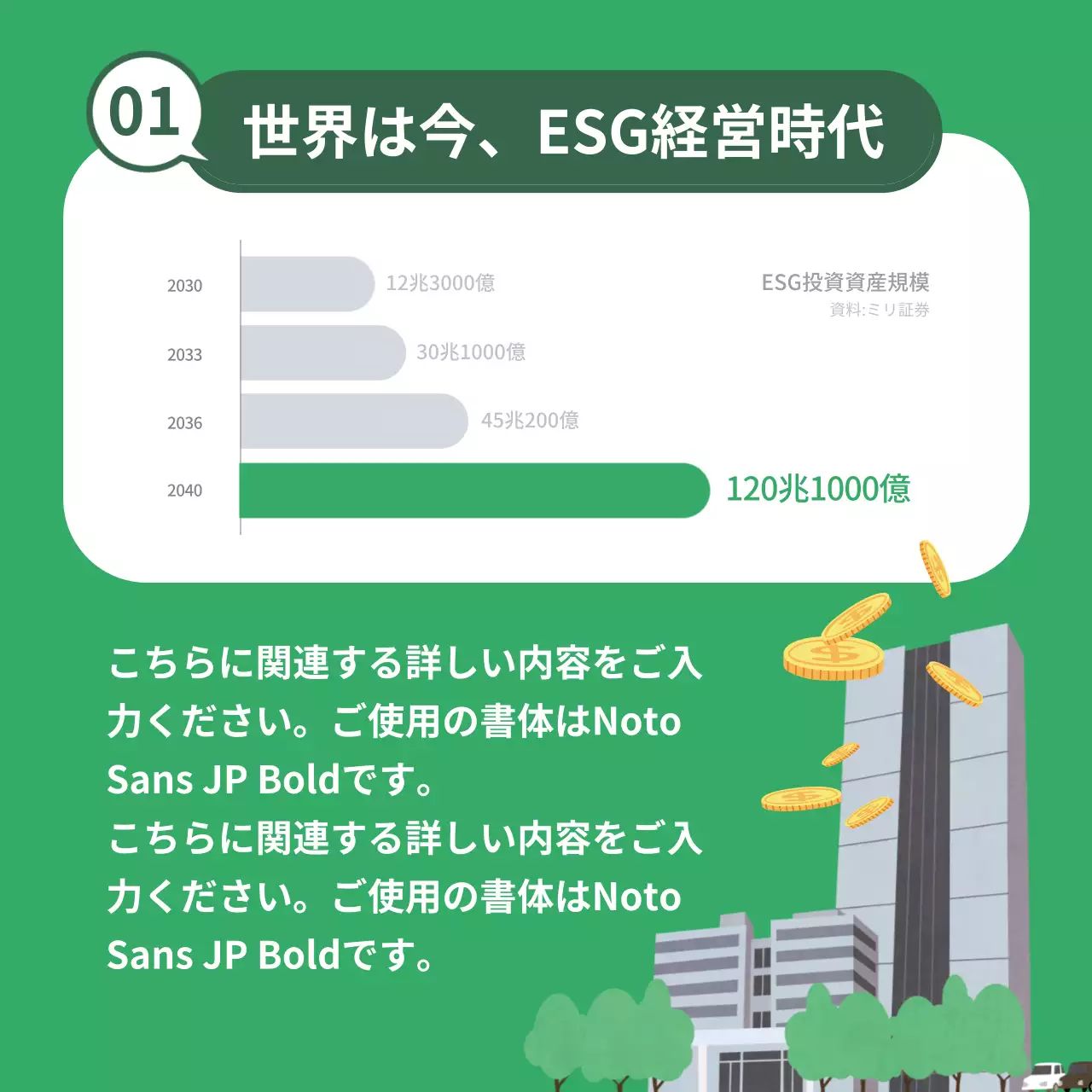 緑 シンプル ESG 資料 Instagram カルーセル